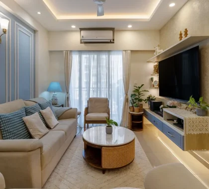 Contemporary Living Room with  Beautifull Floating TV Unit