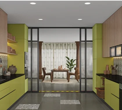 Stylish Modular Kitchen with Beautifull  Dual-Tone Cabinets