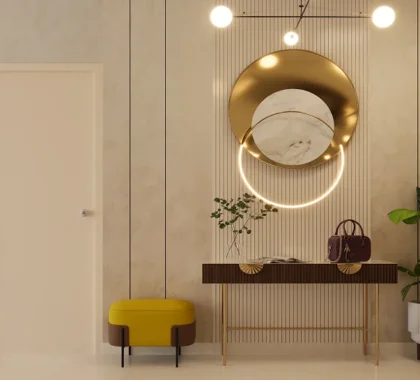 Modern Foyer Design with Beautifull Accent Wall Panelling