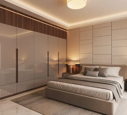 Bedroom with Floor-to-Ceiling Beautifull  Modular Wardrobe
